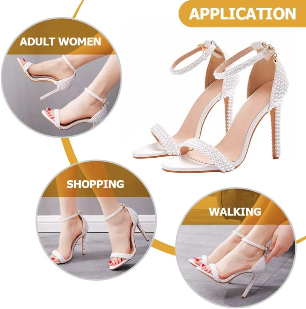 1 Pair Exquisite Pearl High Heels Bride Pump Shoes High Heel Sandals Party Evening High Heel White 5. 5