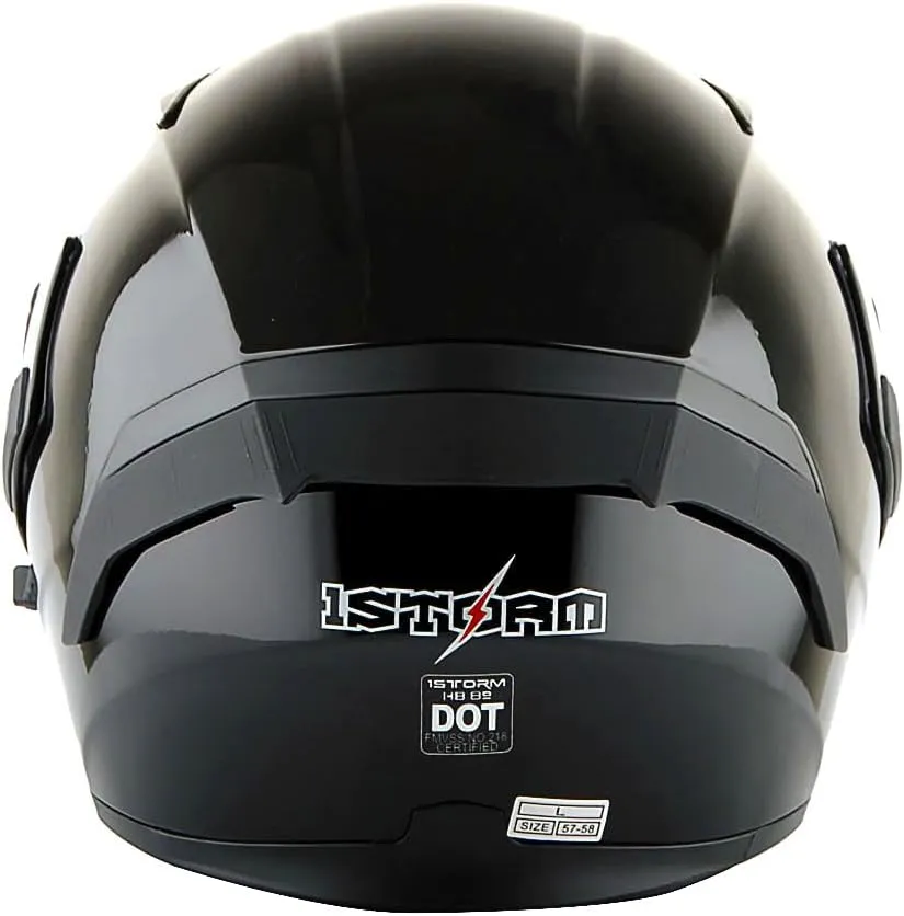 1Storm Motorcycle Modular Full Face Helmet Flip up Dual Visor Sun Shield: HB89 Glossy Black