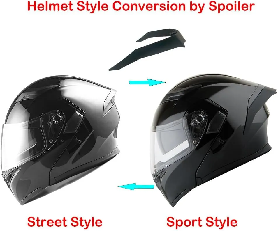 1Storm Motorcycle Modular Full Face Helmet Flip up Dual Visor Sun Shield: HB89 Glossy Black