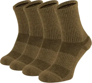 281Z Military Cotton Micro Crew Boot Socks - Cushioned Sole - Moisture Wicking - Hiking Outdoor (Coyote Brown)