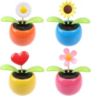 4 Solar Dancing Butterfly Toy Solar Powered Dancing Sun Flower in Colorful Pots Swinging Heart Flip Flap Animated Bobblehead Dancer Window Rose Sun Catcher Car Dashboard Decor Portable Suncatchers