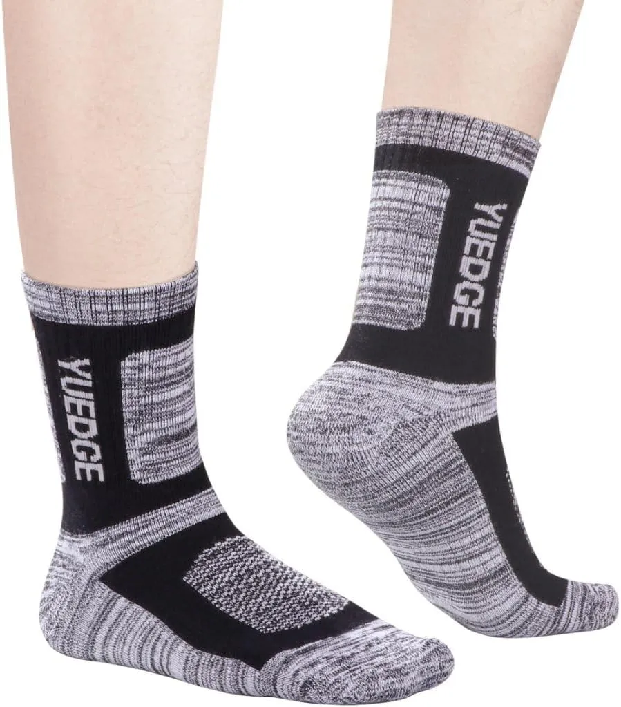 5 Pairs Women's Outdoor Hiking Socks For Women, Moisture Wicking Athletic Cushioned Crew Socks Padded Work Boot Socks