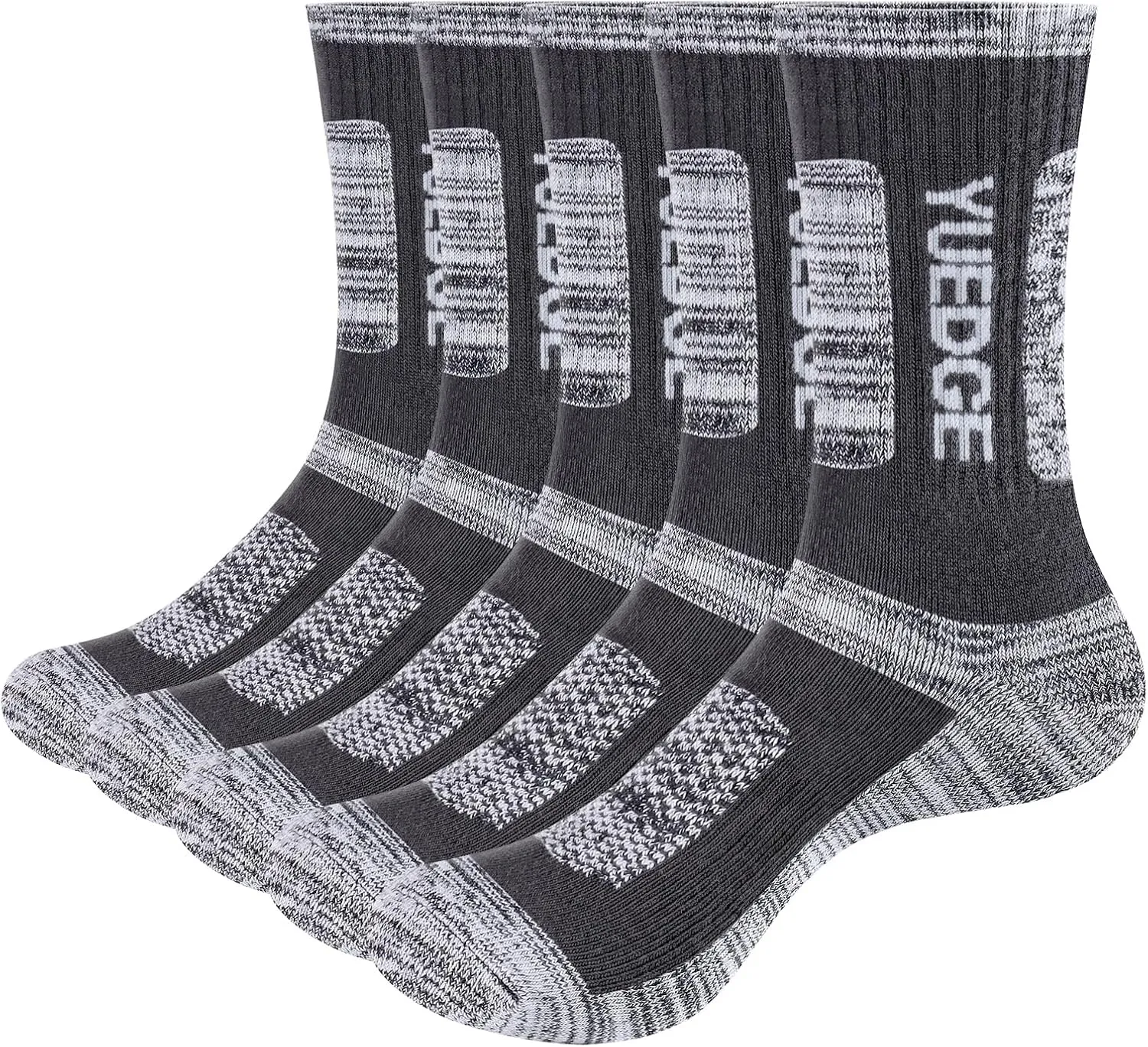 5 Pairs Women's Outdoor Hiking Socks For Women, Moisture Wicking Athletic Cushioned Crew Socks Padded Work Boot Socks