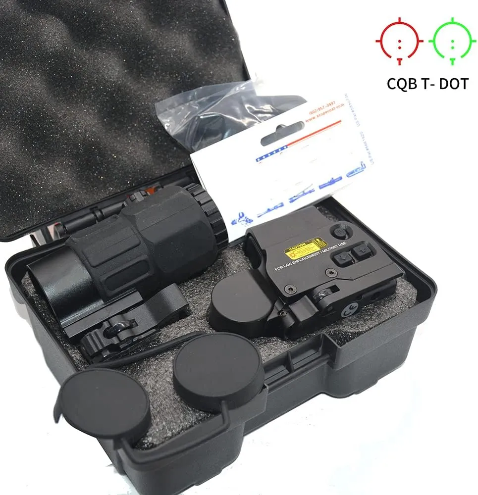 558 5X Sight Combo 558 Green/Red Dot Holographic Sight Scope   5X Magnifying Glass, Quick Release Holographic Rollover Multiplier, for 20mm Rail Mount