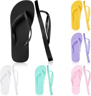 6 Pairs Flip Flops for Women Colorful Soft Lightweight Non Slip Shower Flip Flops for Summer Beach Pool Wedding Party