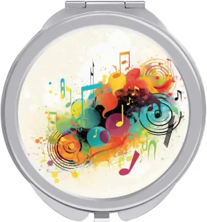 Abstract Music Themed Portable Makeup Mirror, Sided Travel Hand Mirror Mini Folding Mirror for Precise Makeup Women Daily Use