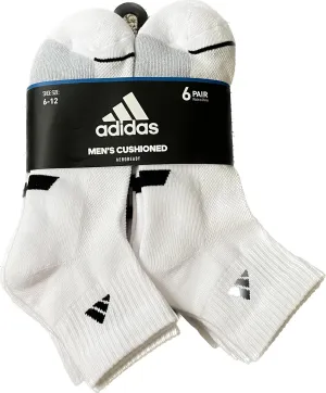 adidas 6 PAIRS SOCKS SHOE 6-12 AEROREADY MENS CUSHIONED