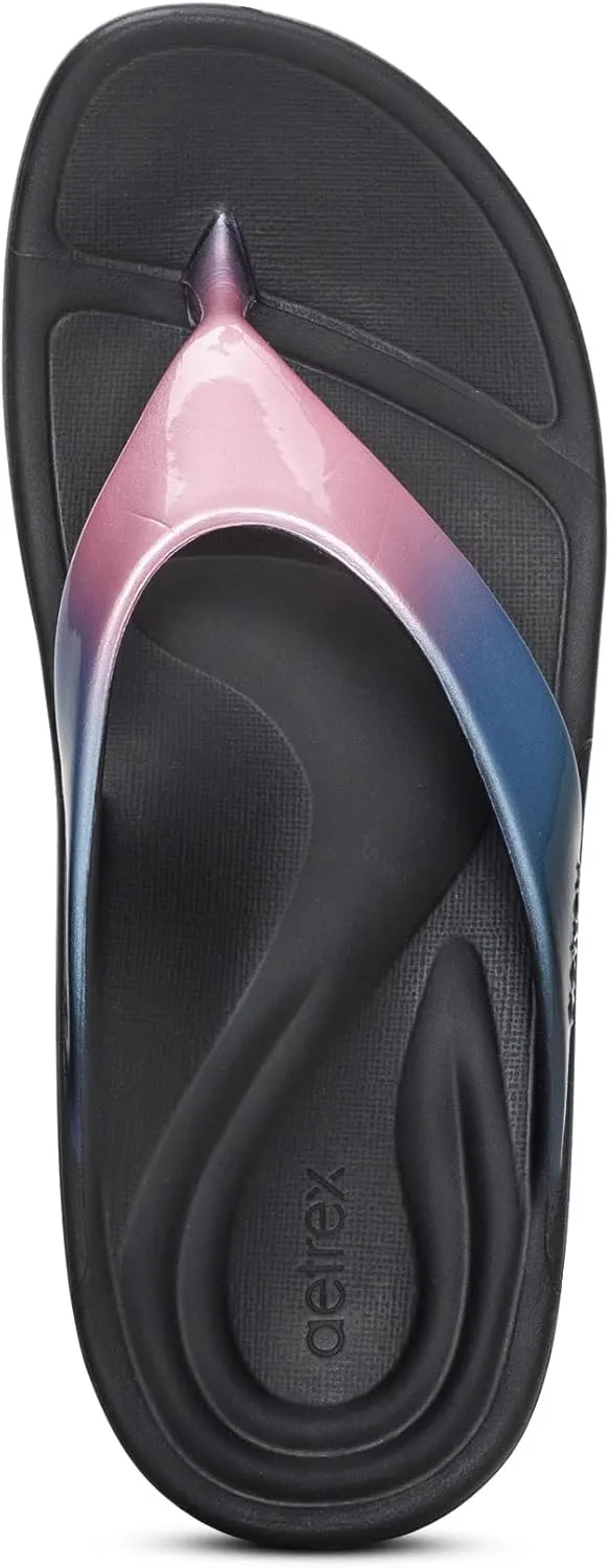 Aetrex Maui Orthopedic Flip Flops for Women Arch Support - Pressure Relief Water-friendly Shock Absorption Super Soft UltraSky EVA Foam Flip Flops