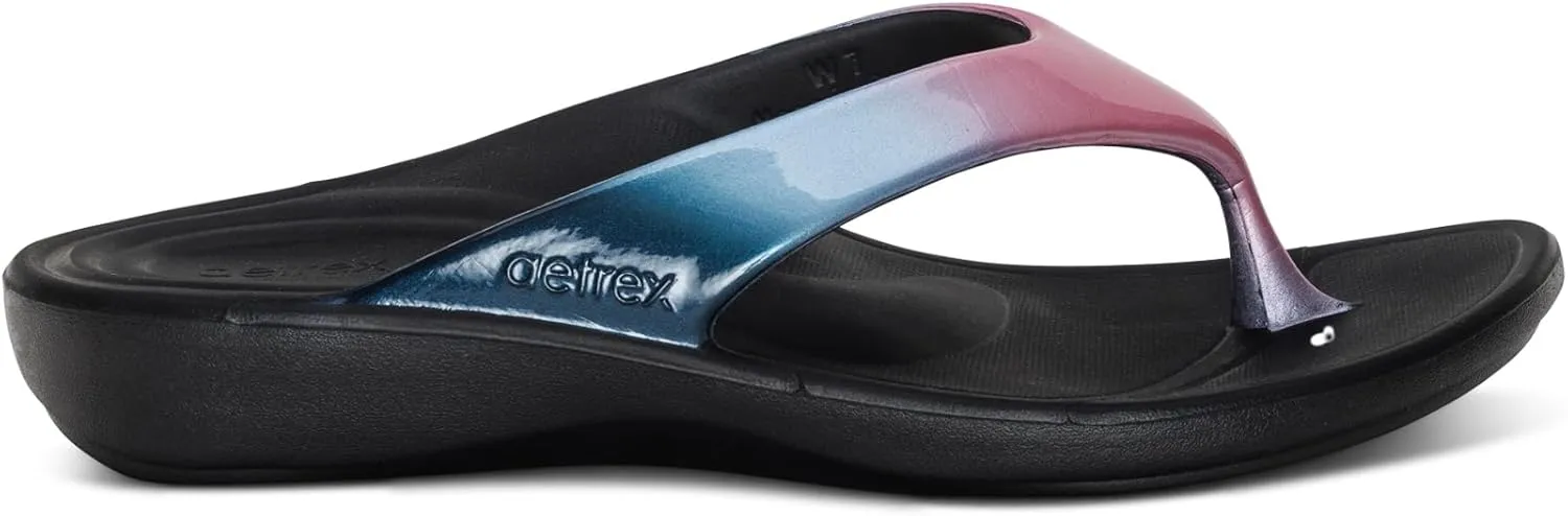 Aetrex Maui Orthopedic Flip Flops for Women Arch Support - Pressure Relief Water-friendly Shock Absorption Super Soft UltraSky EVA Foam Flip Flops
