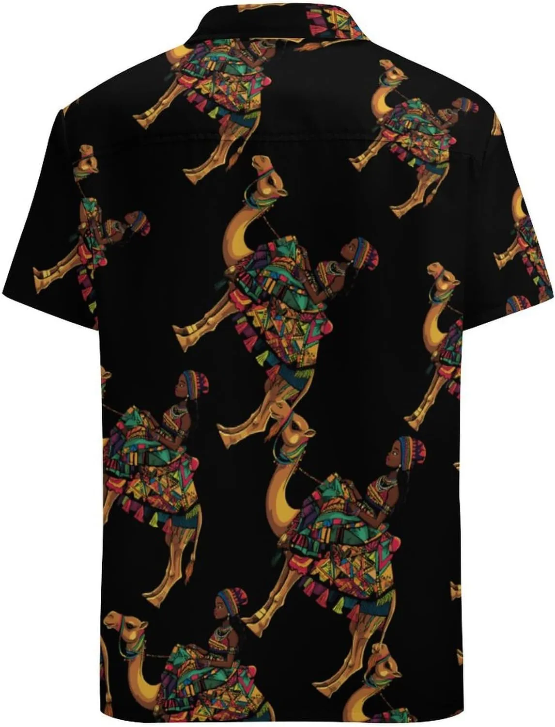 African Girl Sitting On Ca-mel Men's Short Sleeve Shirts Casual Button Down Shirt Dress Tee Tops for Beach Work