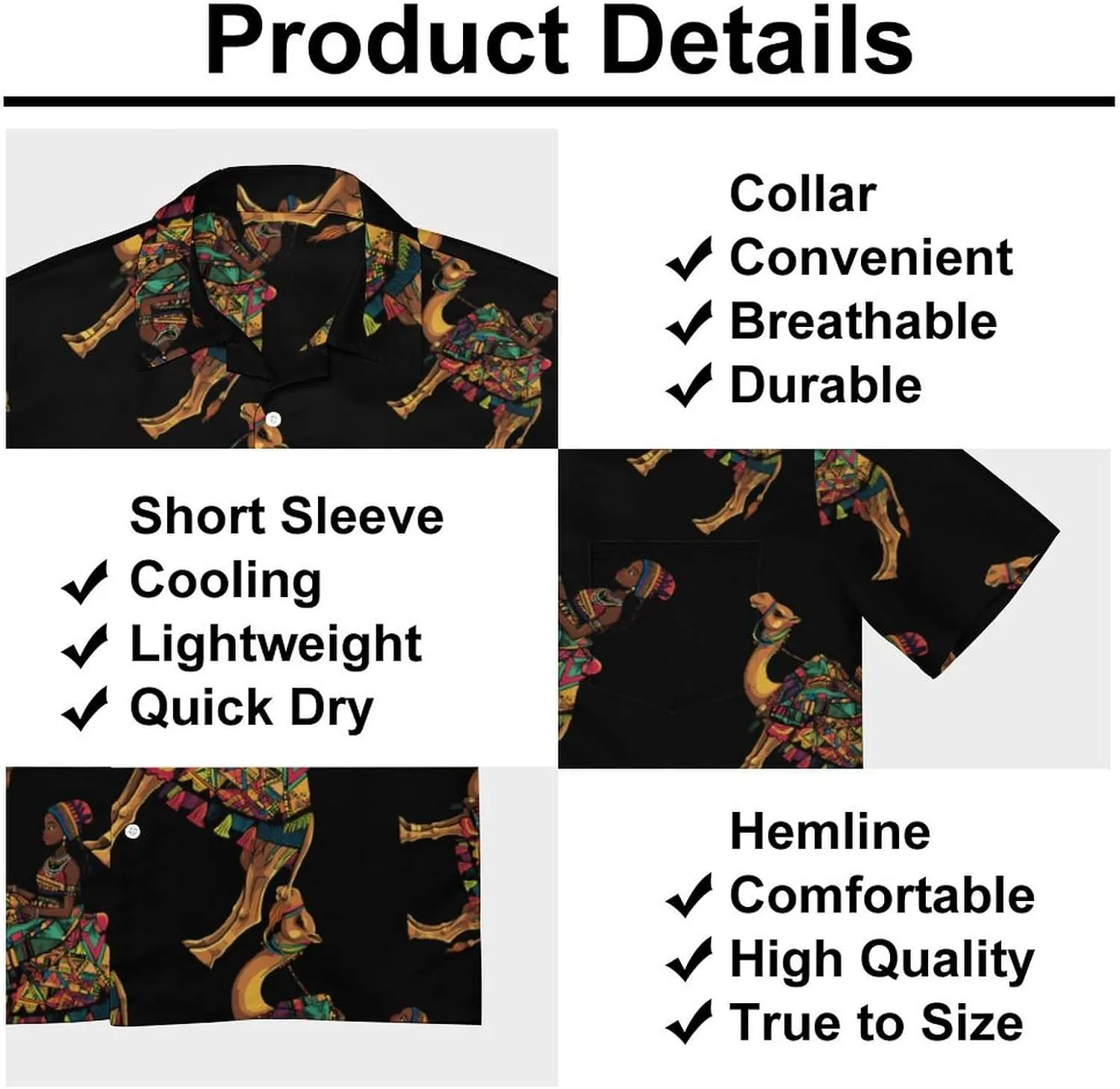 African Girl Sitting On Ca-mel Men's Short Sleeve Shirts Casual Button Down Shirt Dress Tee Tops for Beach Work