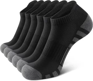 Airacker Athletic Running Ankle Cotton Socks, Low Cut Cushioned Performance Anti-Blister Tab Sports Socks for Men Women