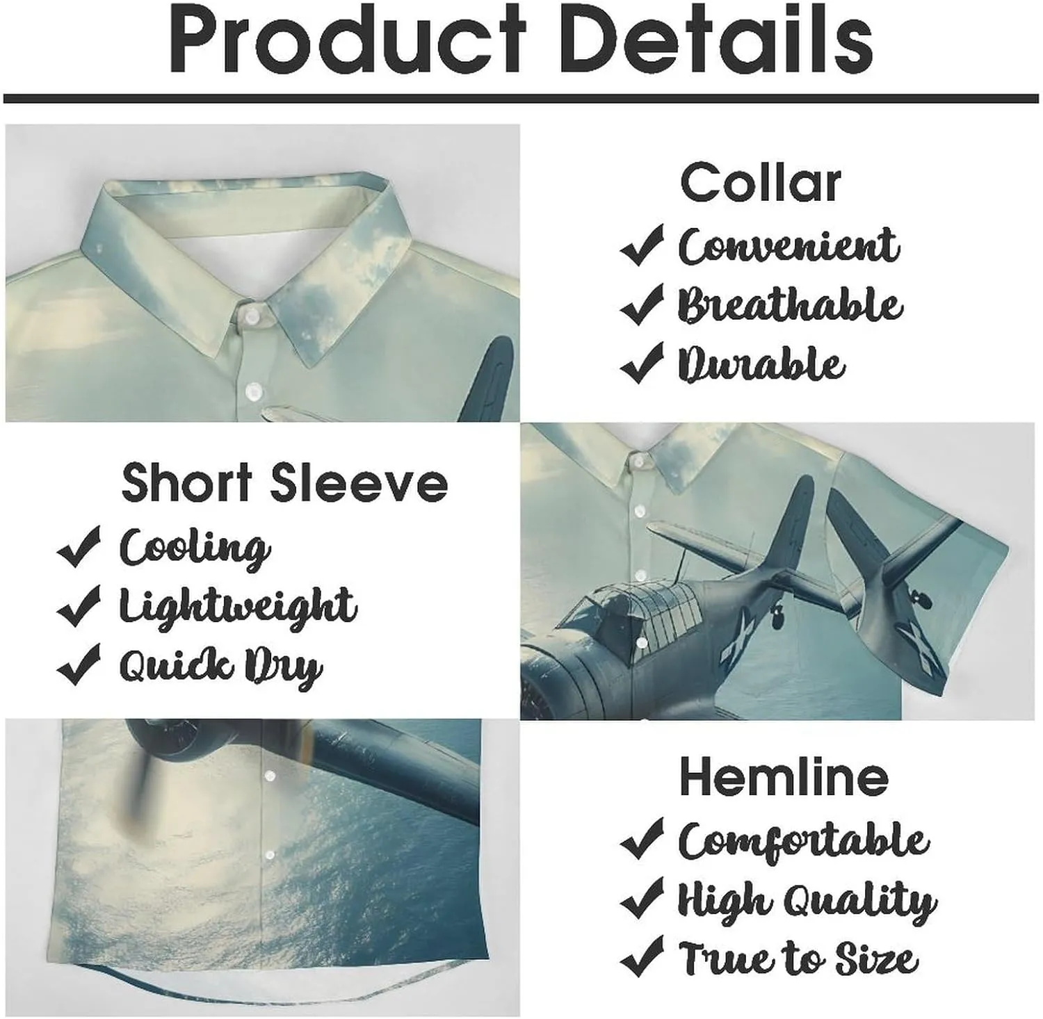 Airplane Aviation Hawaiian Shirt for Men Short Sleeve Beach Shirts Casual Beach Party Clothing Tops