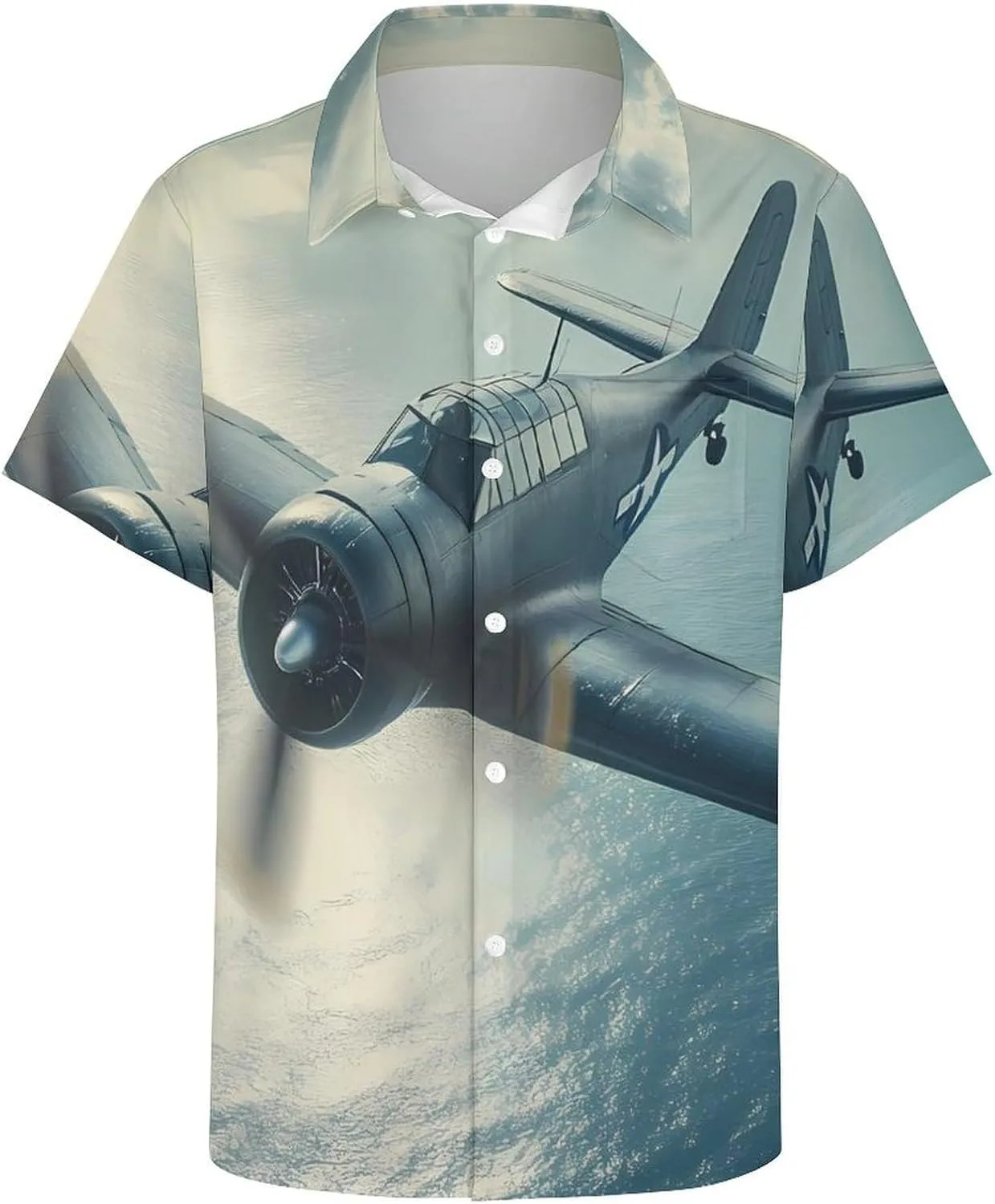Airplane Aviation Hawaiian Shirt for Men Short Sleeve Beach Shirts Casual Beach Party Clothing Tops