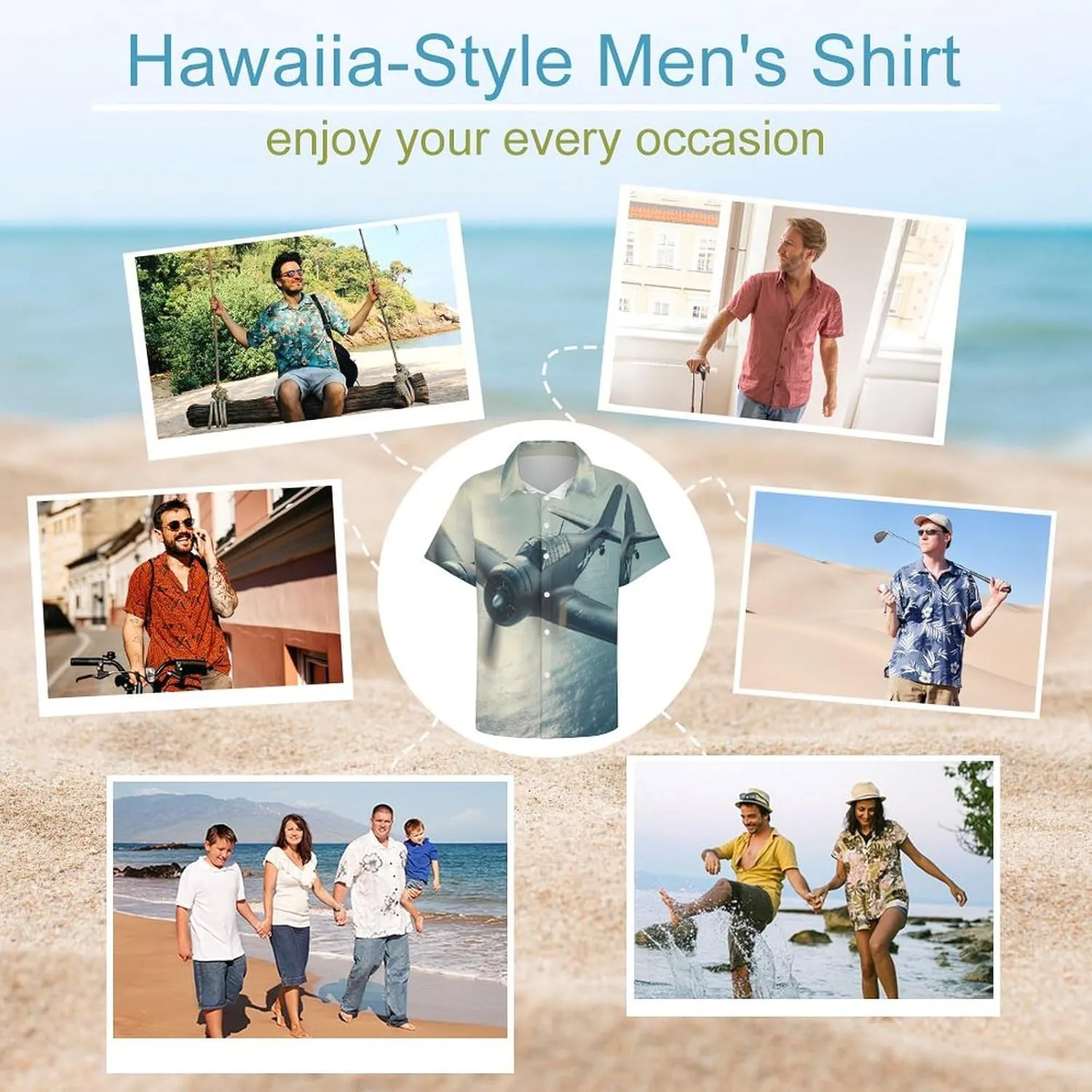 Airplane Aviation Hawaiian Shirt for Men Short Sleeve Beach Shirts Casual Beach Party Clothing Tops