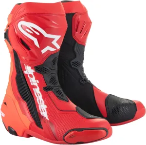 Alpinestars Supertech R Motocycle Racing Boots, CE-Certified High-Performance, Protection Footwear, 43, Bright Red/Red Fluo