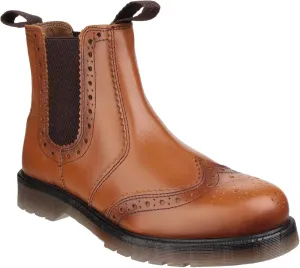 Amblers Mens Dalby Pull On Brogue Boot Tan Size UK 5 EU 38