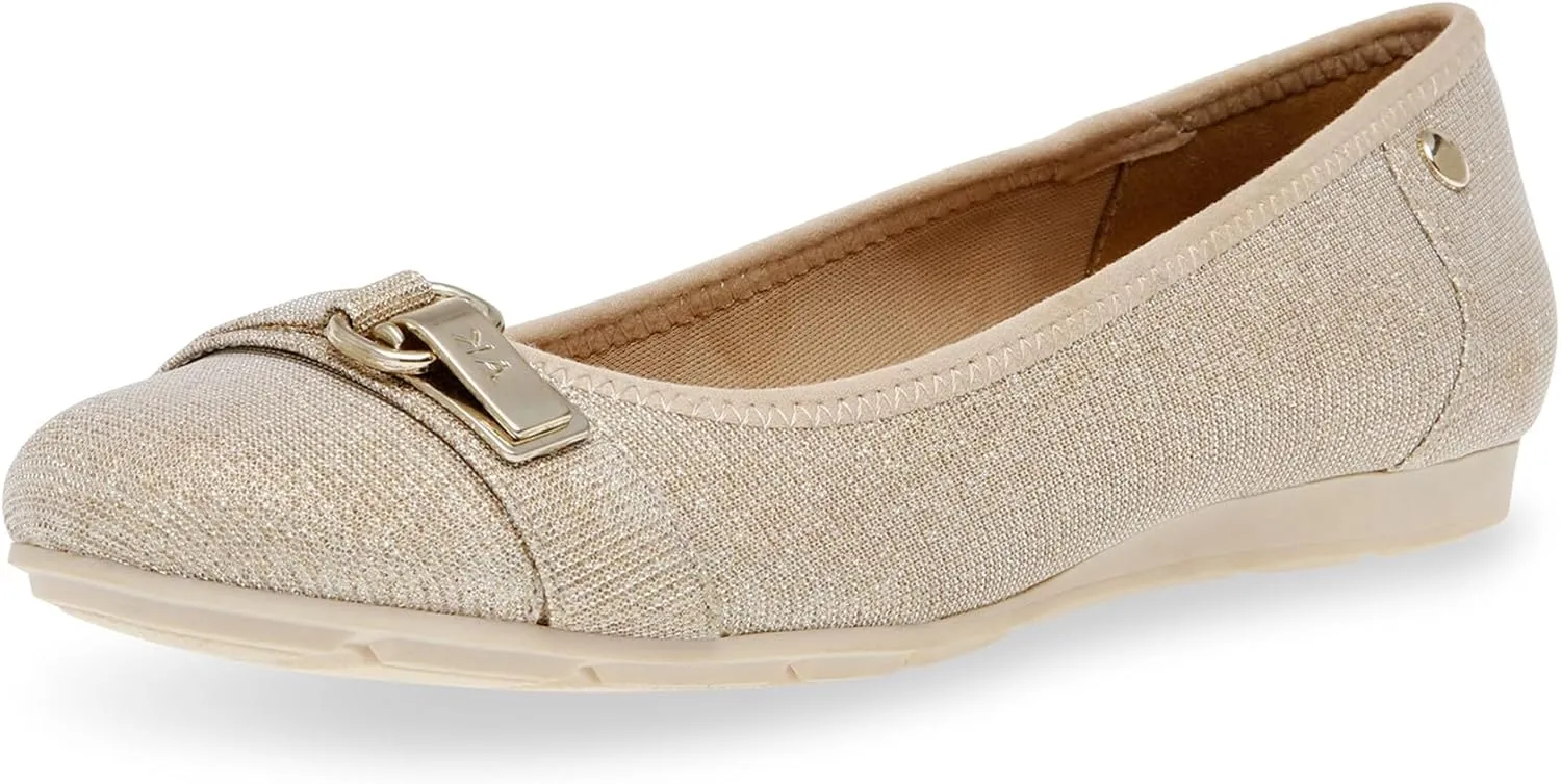 Anne Klein Women’s Able Comfortable Ballet Flat, Platinum, 8.5 M US