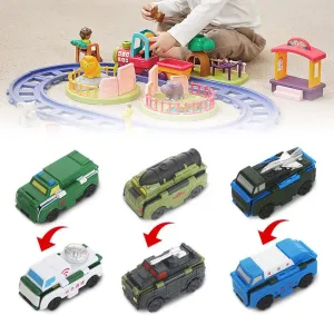 Anti-Reverse Car Toy Set, 2022 New Reverse Car Toy Set, Transforming Toys Car, Children's Creative Mini Transforming Car, 2-in-1 Flip Transformation Cars Toys Convert Two Forms in 3 Seconds (E)