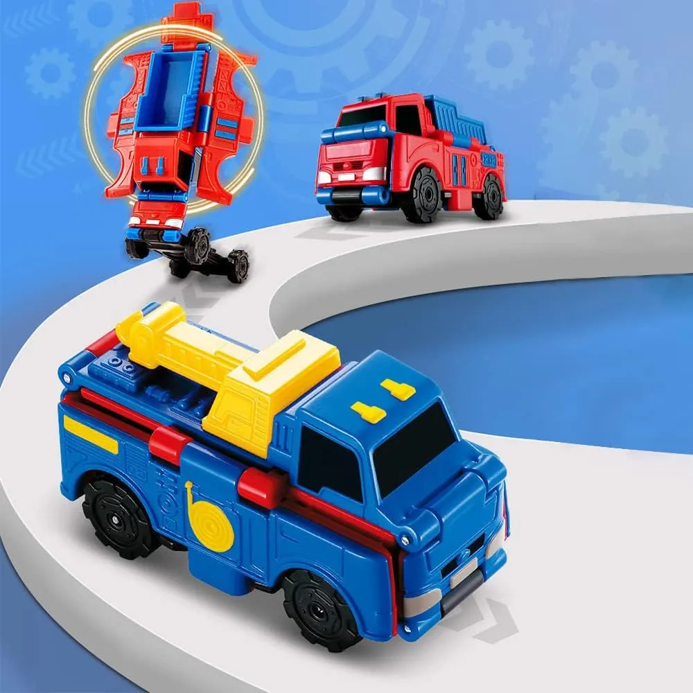 Anti-Reverse Car Toy Set, 2022 New Reverse Car Toy Set, Transforming Toys Car, Children's Creative Mini Transforming Car, 2-in-1 Flip Transformation Cars Toys Convert Two Forms in 3 Seconds (E)