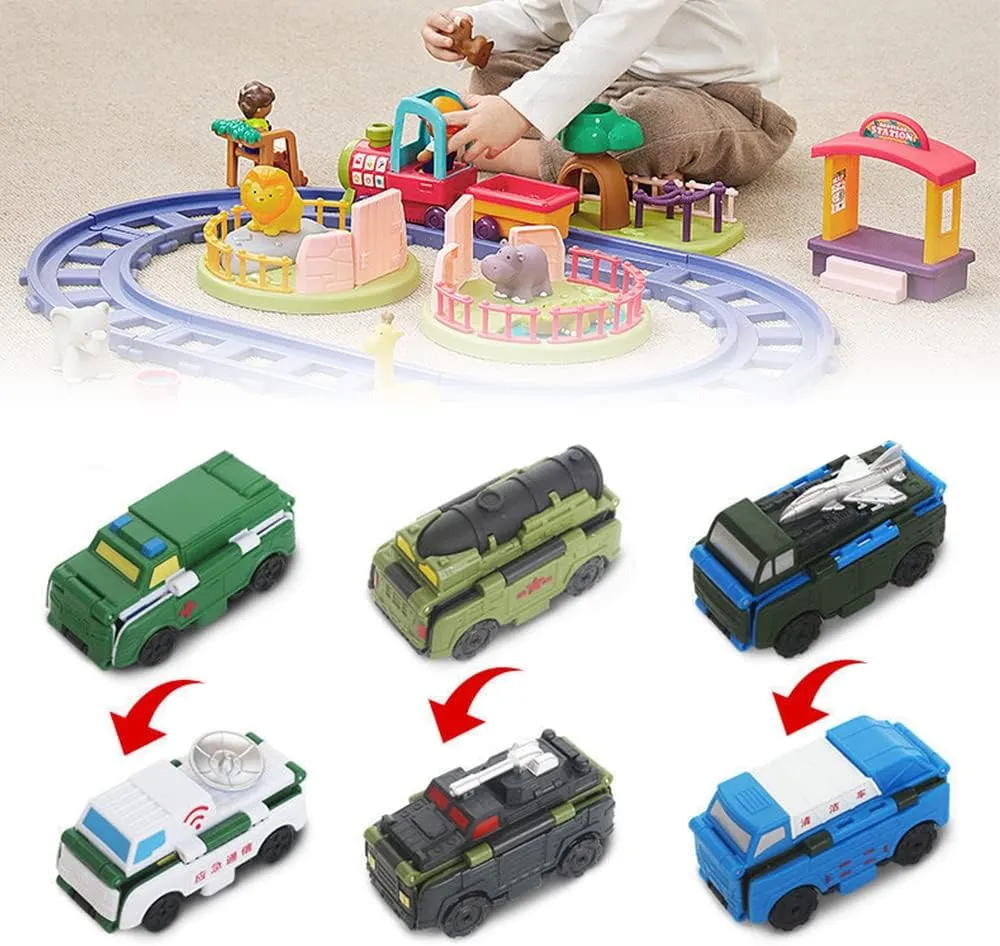 Anti-Reverse Car Toy Set, 2022 New Reverse Car Toy Set, Transforming Toys Car, Children's Creative Mini Transforming Car, 2-in-1 Flip Transformation Cars Toys Convert Two Forms in 3 Seconds (E)