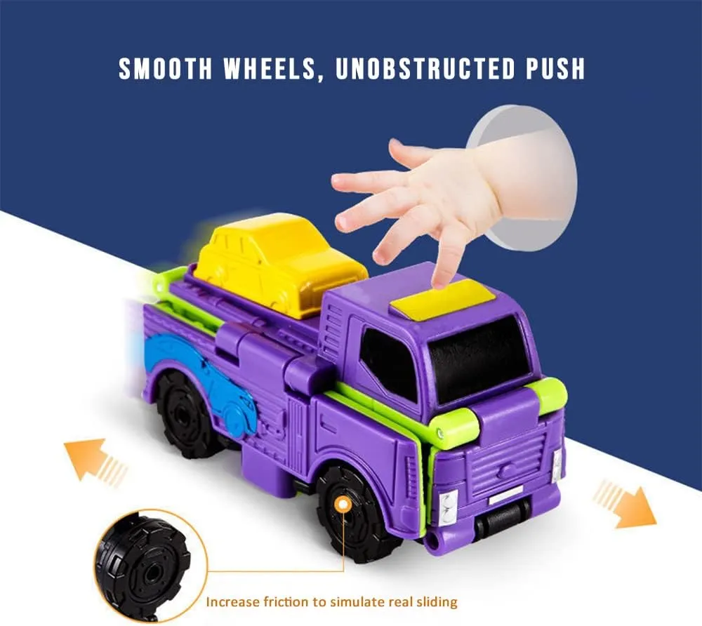 Anti-Reverse Car Toy Set, 2022 New Reverse Car Toy Set, Transforming Toys Car, Children's Creative Mini Transforming Car, 2-in-1 Flip Transformation Cars Toys Convert Two Forms in 3 Seconds (E)