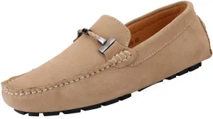 ANUFER Mens Elegant Buckle Loafers Comfort Suede Driving Shoes Stylish Moccasin Slippers