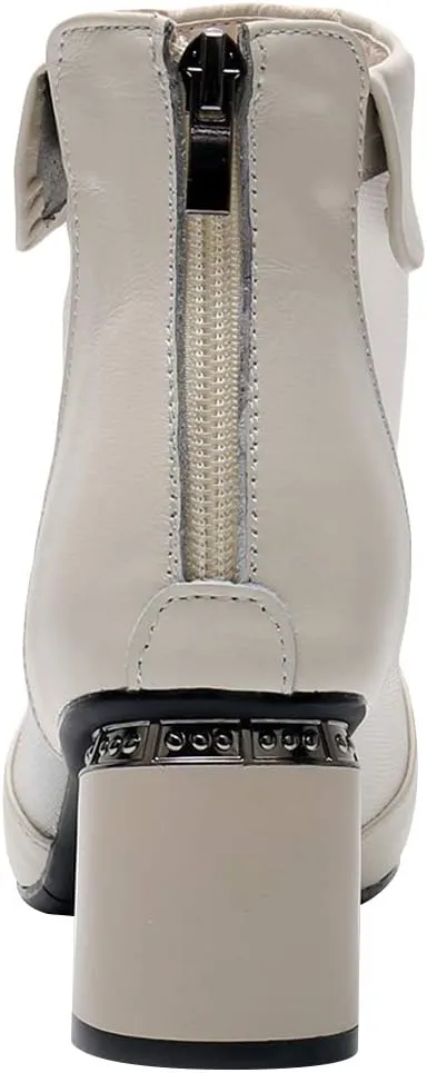 ANUFER Women's Elegant Block Heel Ankle Boots Breathable Mesh Hollowed-out Summer Booties Pumps