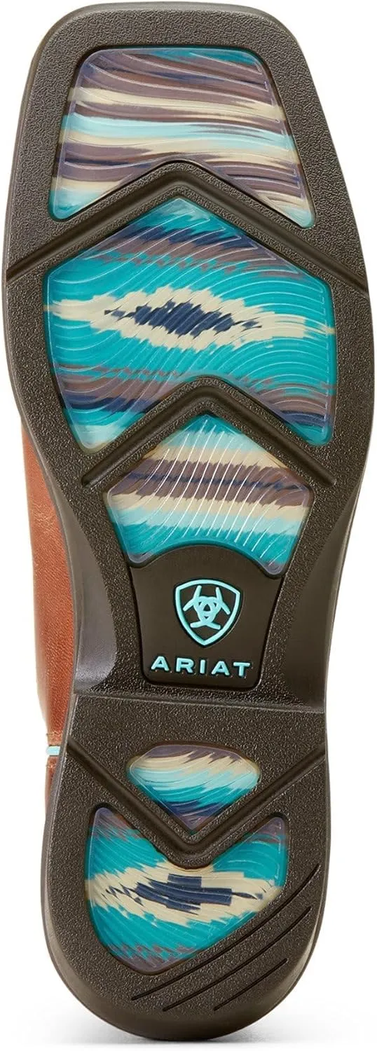 ARIAT Womens Anthem Myra Graphic Square Toe Pull On Casual Boots Ankle Low Heel 1-2" - Brown