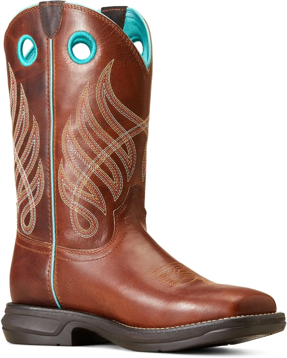 ARIAT Womens Anthem Myra Graphic Square Toe Pull On Casual Boots Ankle Low Heel 1-2" - Brown