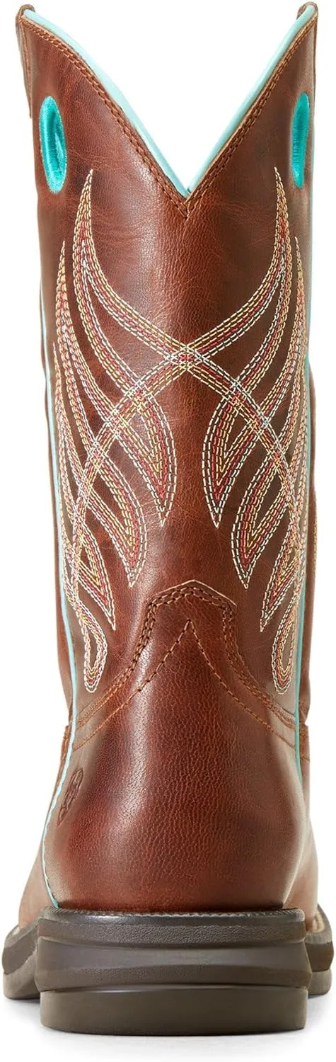ARIAT Womens Anthem Myra Graphic Square Toe Pull On Casual Boots Ankle Low Heel 1-2" - Brown