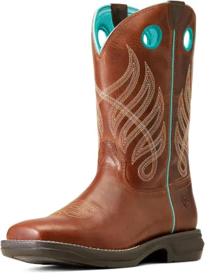 ARIAT Womens Anthem Myra Graphic Square Toe Pull On Casual Boots Ankle Low Heel 1-2" - Brown