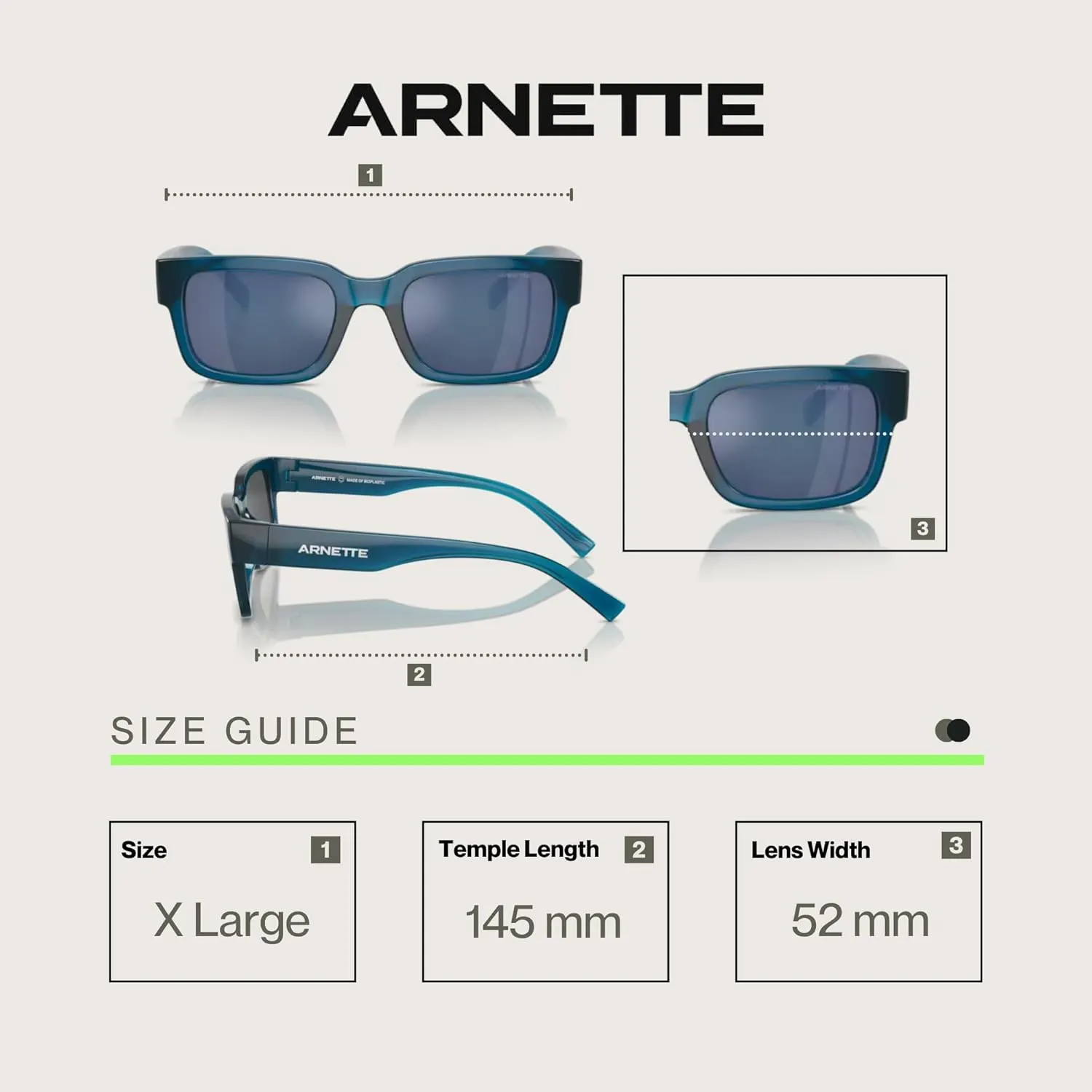 ARNETTE Big Flip AN4343 Rectangle Sunglasses for Men   BUNDLE WIth Designer iWear Complimentary Eyewear Kit