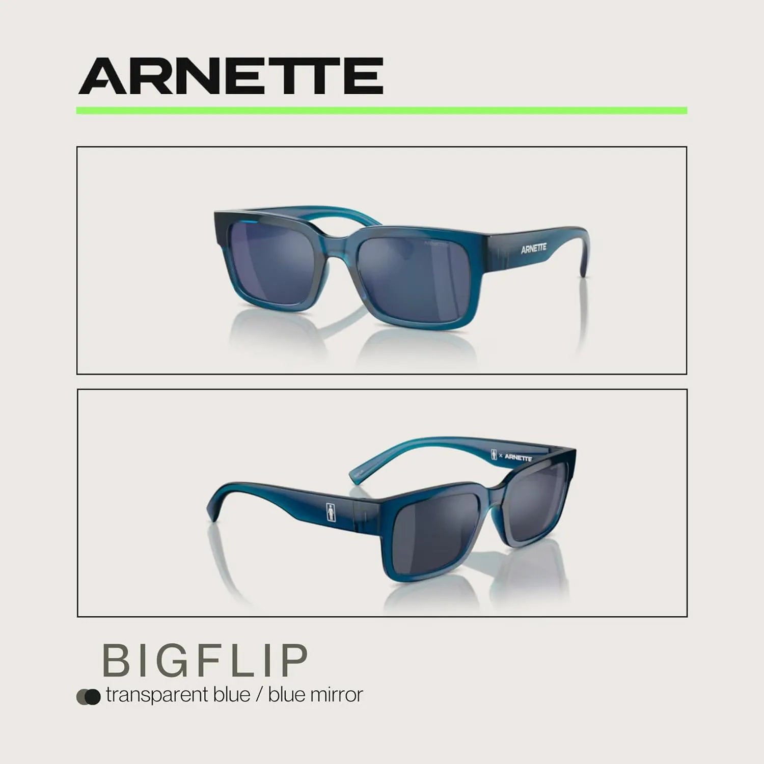 ARNETTE Big Flip AN4343 Rectangle Sunglasses for Men   BUNDLE WIth Designer iWear Complimentary Eyewear Kit