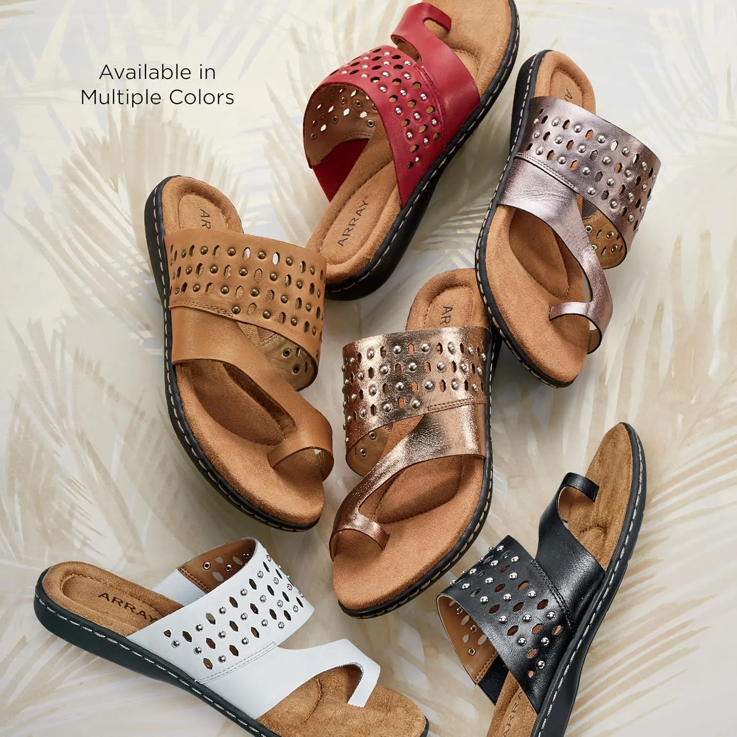 ARRAY Women's Catalina Leather Slip-On Sandal with Studs