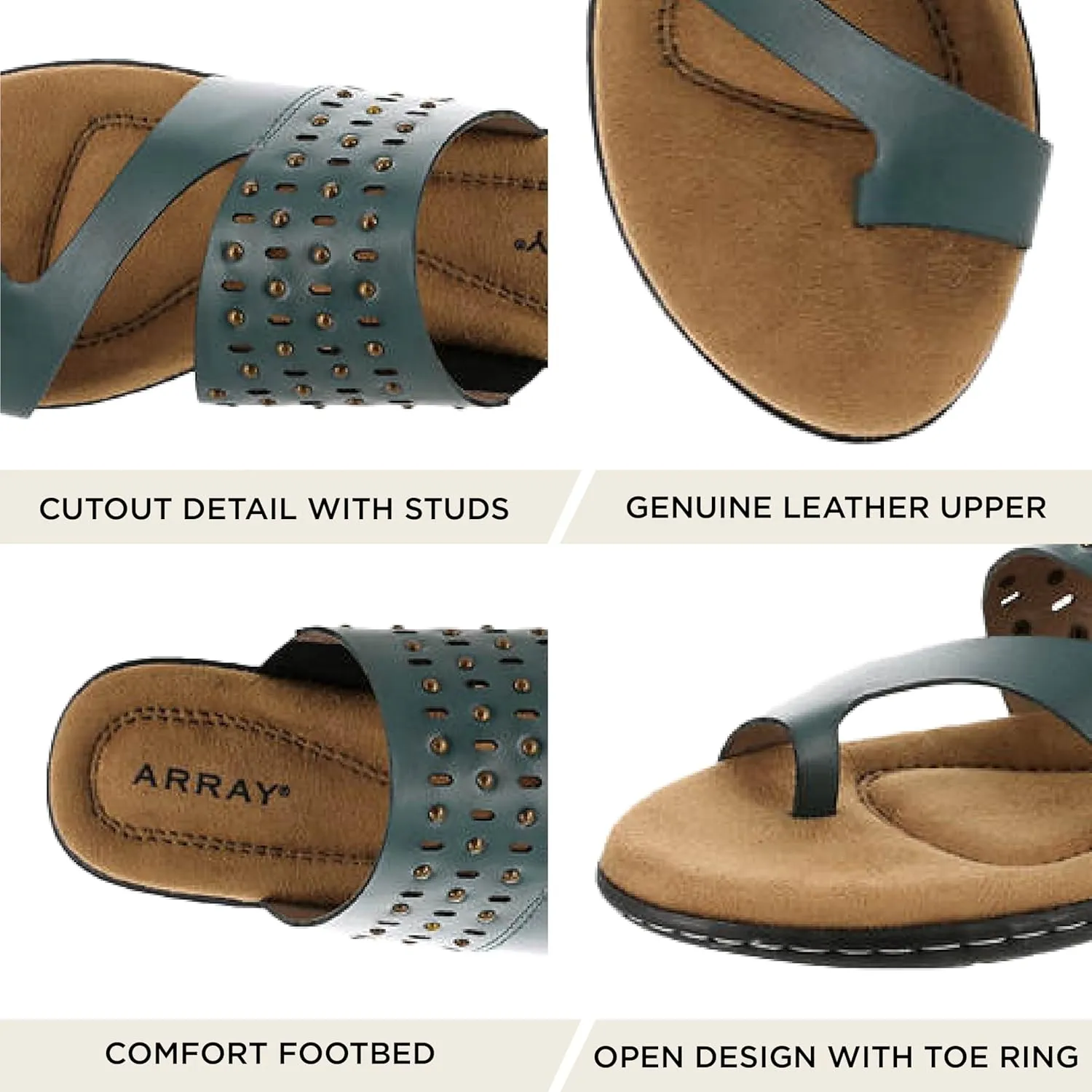 ARRAY Women's Catalina Leather Slip-On Sandal with Studs