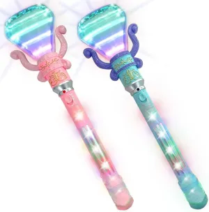 ArtCreativity Light Up Princess Wands for Kids (Set of 2) - Pink and Blue Fairy Wands with Spinning LEDs, Batteries Included - Light Up Wand for Girls and Boys, Perfect Pretend Play Toys