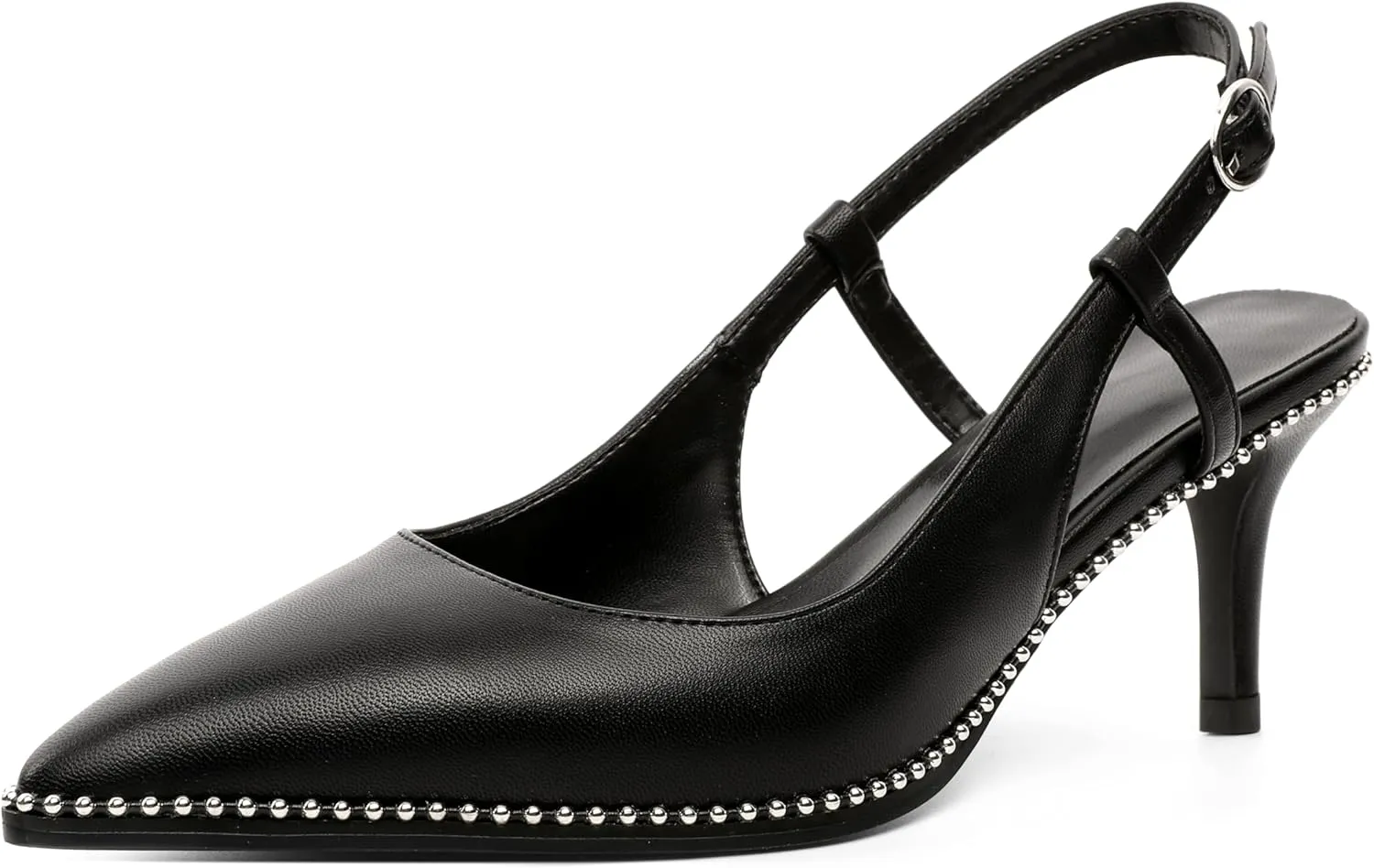 AUMOTED Women Low Heel Pumps Slingback Heels Pointed Toe Beaded Heels 2.5" Elegant Dressy Pumps