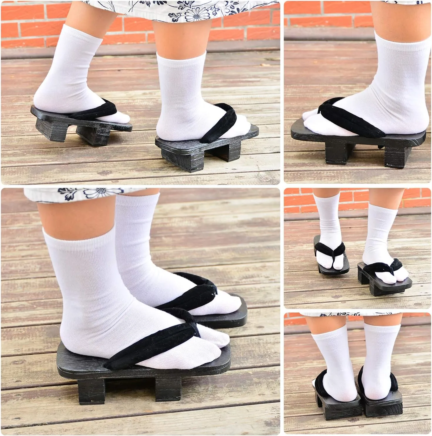 Azumasun Japanese Wooden Clogs with Tabi Socks For Men Women