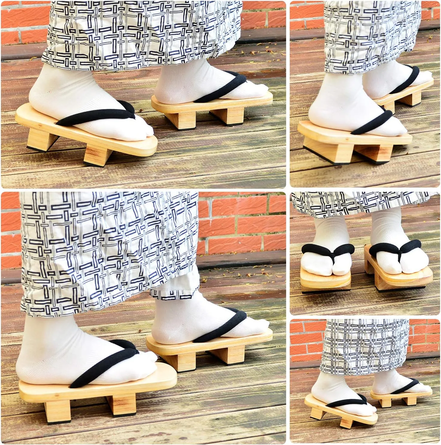 Azumasun Japanese Wooden Clogs with Tabi Socks For Men Women