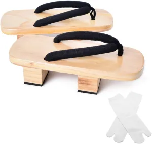 Azumasun Japanese Wooden Clogs with Tabi Socks For Men Women
