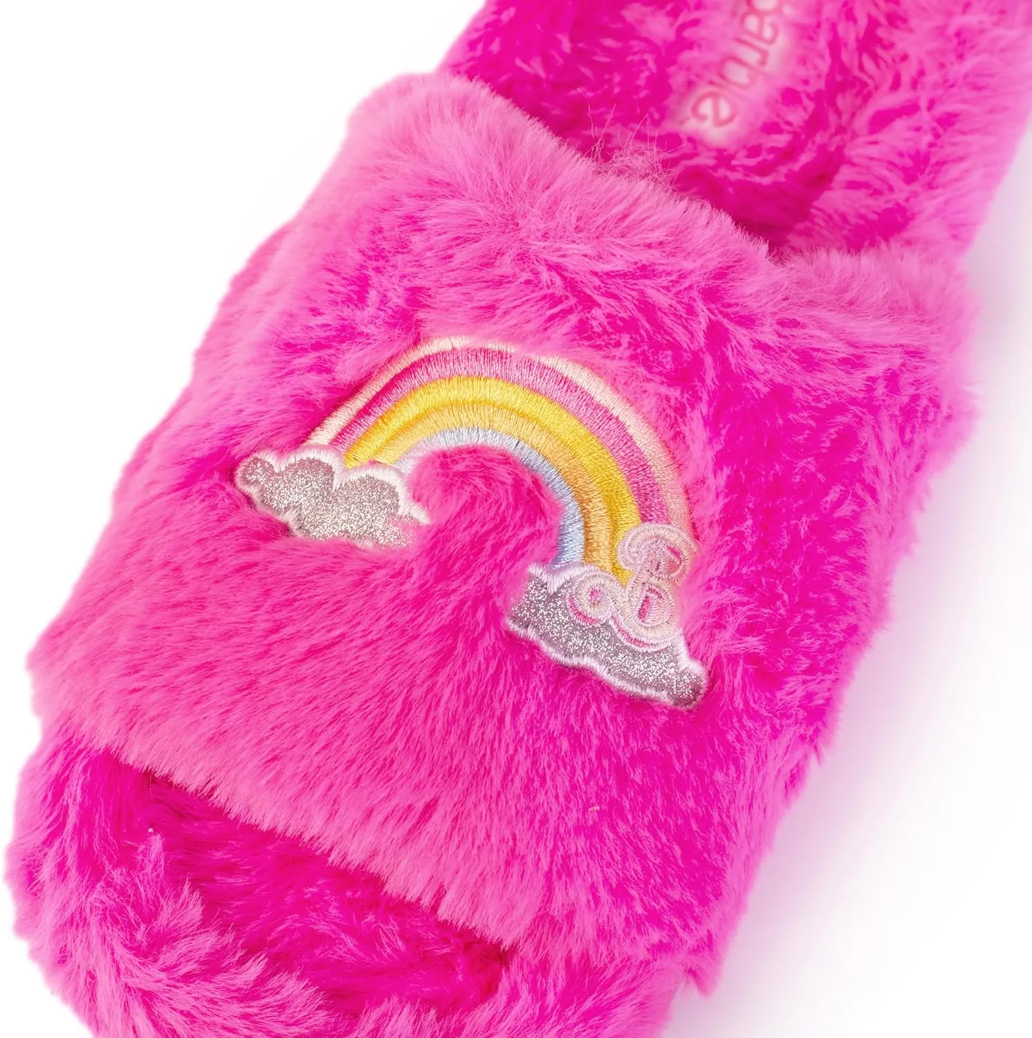 Barbie Women's Cozy X-Band and Open Toe Faux Fur Memory Foam Indoor Outdoor Soled Slipper in Xs-XL