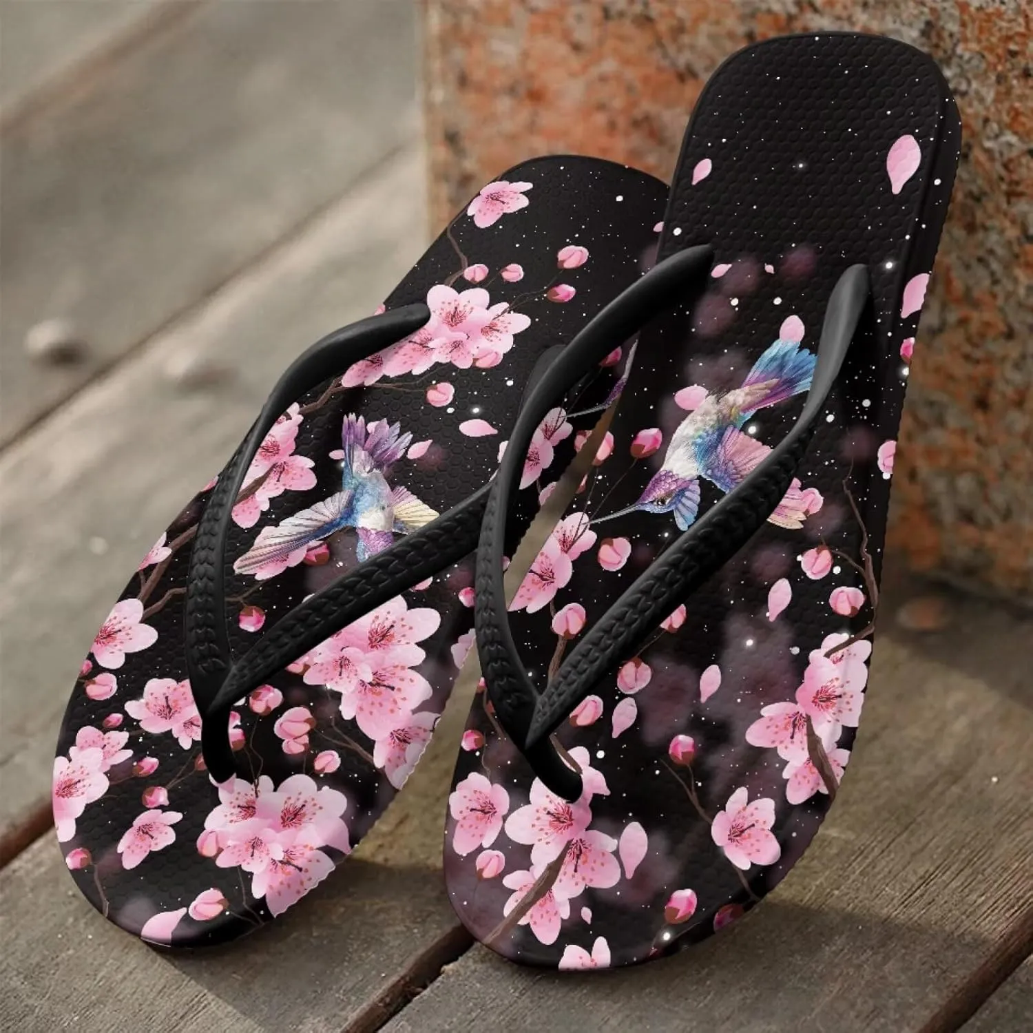 Bee Dragonfly Print Walking Flip Flops Shower Shoes for Women Beach Flat Sandals Thong Slippers