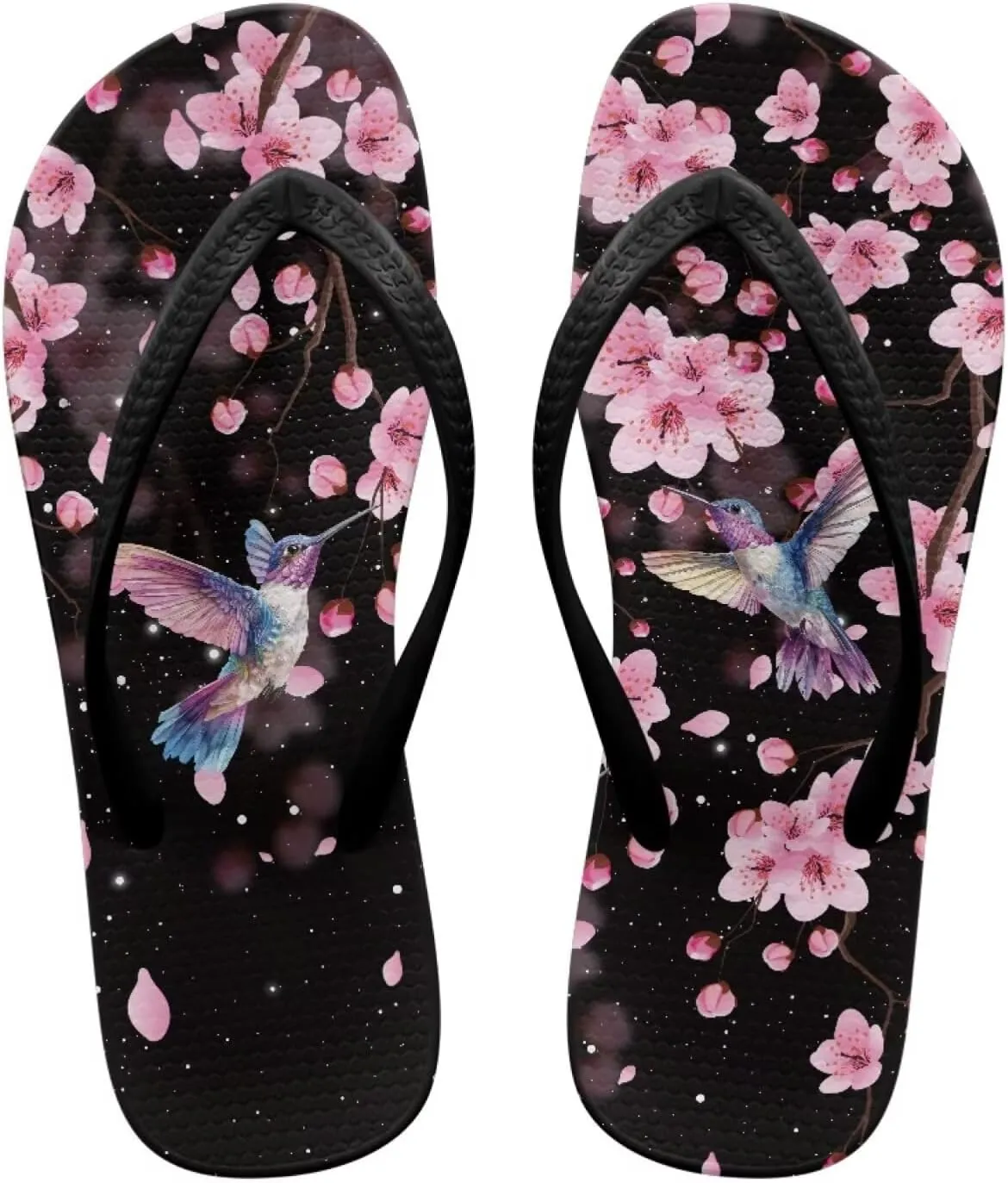 Bee Dragonfly Print Walking Flip Flops Shower Shoes for Women Beach Flat Sandals Thong Slippers