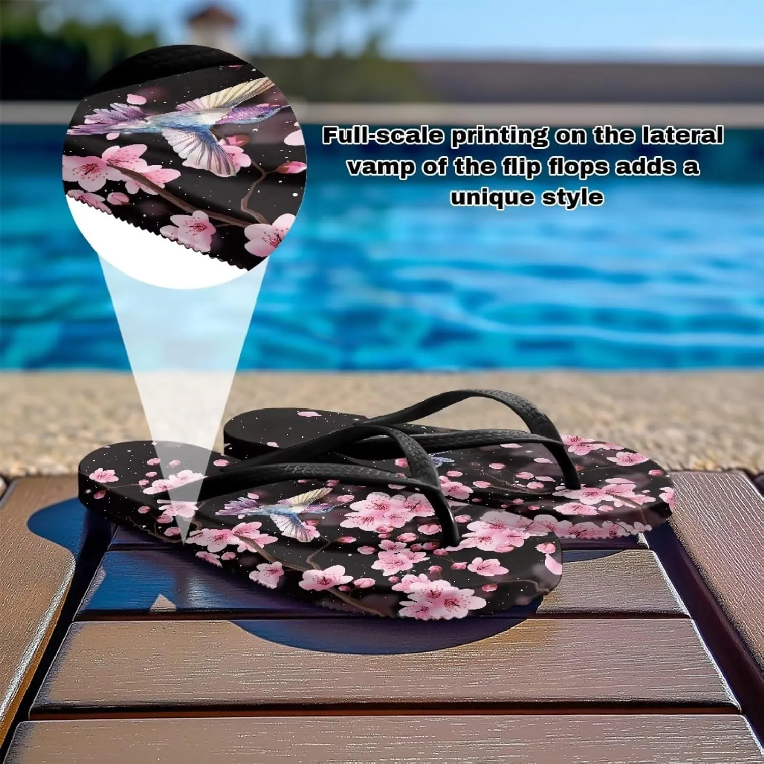 Bee Dragonfly Print Walking Flip Flops Shower Shoes for Women Beach Flat Sandals Thong Slippers
