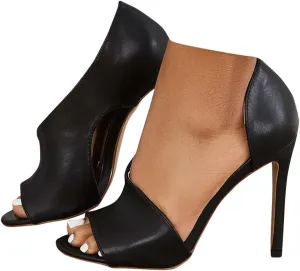 Black Cut Out Stiletto High Heels Peep Toe Dress Pumps