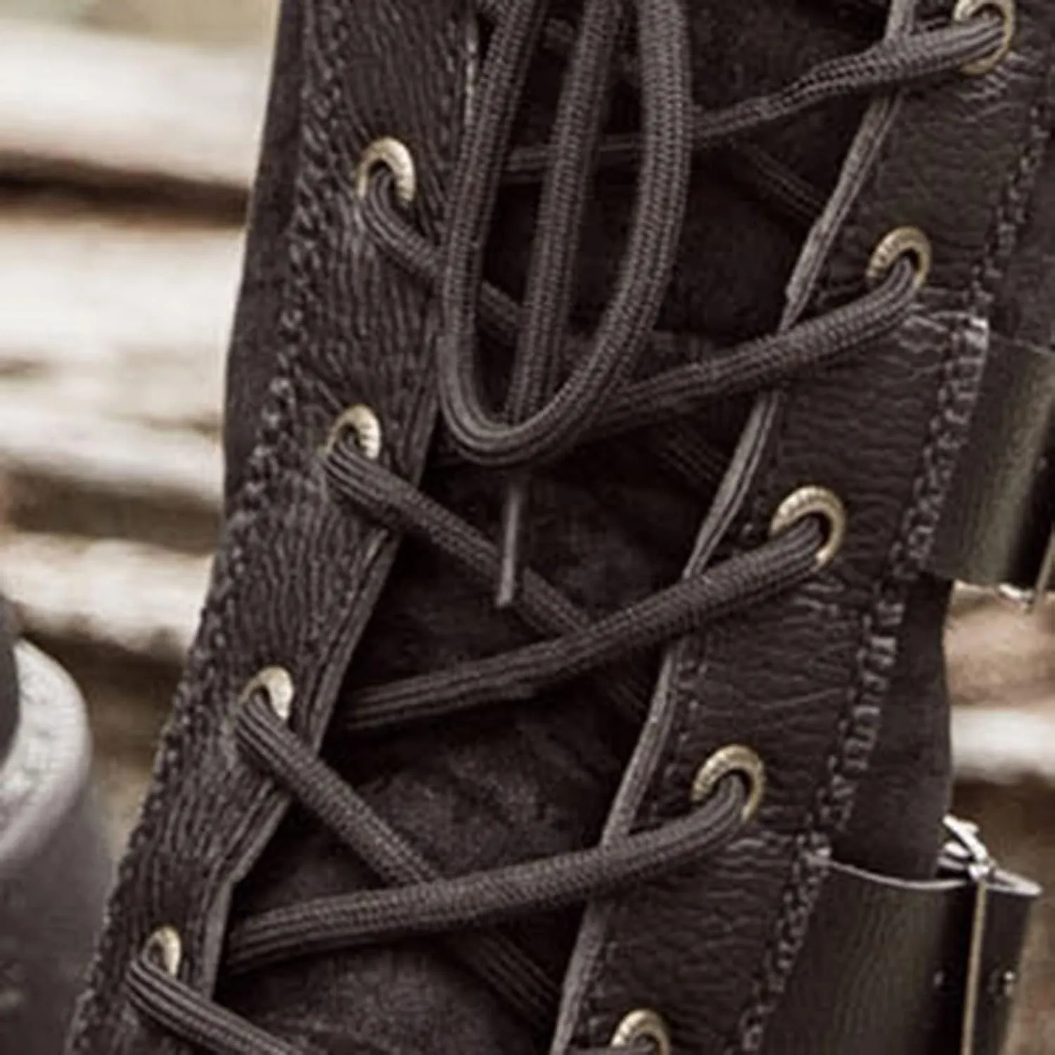 Black Men's Lace Up Leather Lightweight Military Tactical Work Boots Slip Resistant Motorcycle Combat Boots