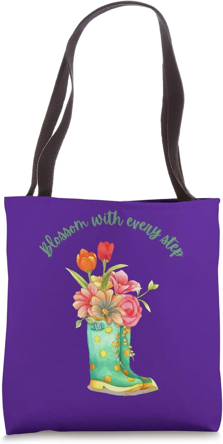 Blossom with every step, boot with flowers Tote Bag