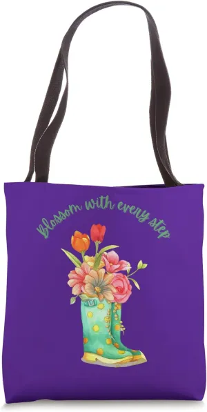 Blossom with every step, boot with flowers Tote Bag