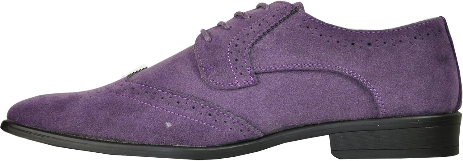BRAVO Men Dress Shoe KING-3 Classic Faux Suede Oxford with Leather